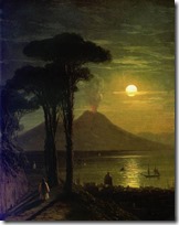 Неаполитанский залив в лунную ночь. Везувий. Начало 1840-х