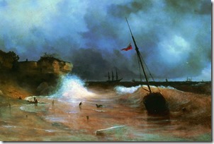 Конец бури на море. 1839