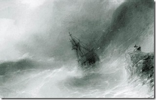 Выброшенный на скалы корабль. 1874