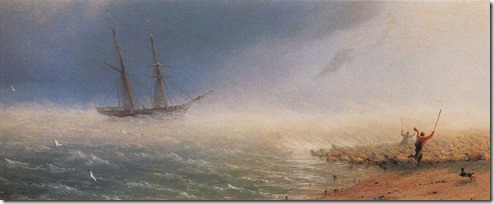 Овцы, загоняемые бурею в море. 1855