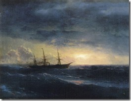 Крейсер в море ночью