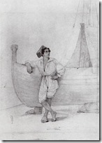 Итальянец у парусной лодки. 1840-е