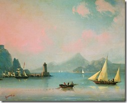 Морской пролив с маяком. 1841