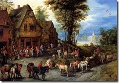 Деревенская улица со святым семейством, прибывшим в гостиницу (1,16 МБ)