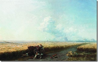 Во время жатвы на Украине. 1883